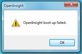 open insight boot up failed